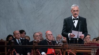 Bermúdez de Castro, durante la lectura de su discurso de ingreso en la RAE.