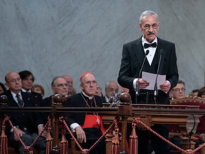 Bermúdez de Castro, durante la lectura de su discurso de ingreso en la RAE.