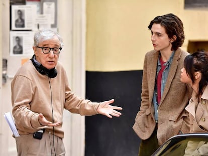 Woody Allen, Timothe Chalamet and Selena Gomez. 