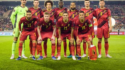 El equipo de Bélgica posa antes de un partido.