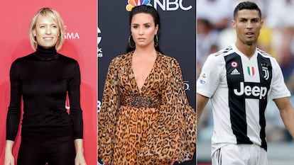 De izquierda a derecha, Robin Wright, Demi Lovato y Cristiano Ronaldo.