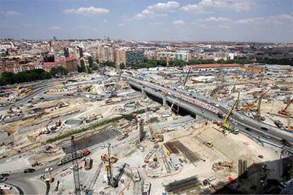 Vista de las obras de soterramiento de la M-30.