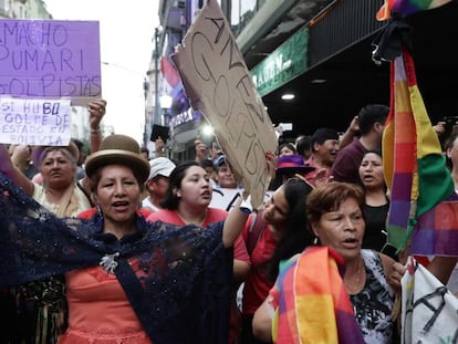 Manifestação a favor de Evo Morales, em dezembro, em Buenos Aires.