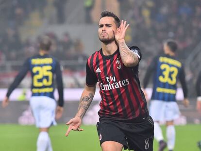 Suso celebra uno de sus goles.