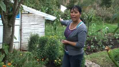 Dori Chávez, dueña de una finca cerca del parque, muestra su casa