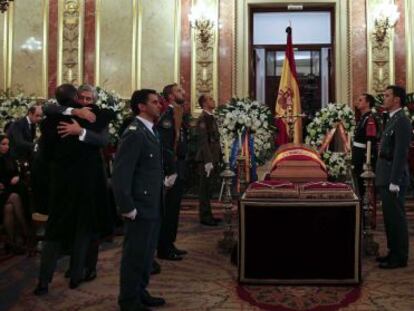 Capilla ardiente de Adolfo Suárez, instalada en el Congreso de los Diputados. 