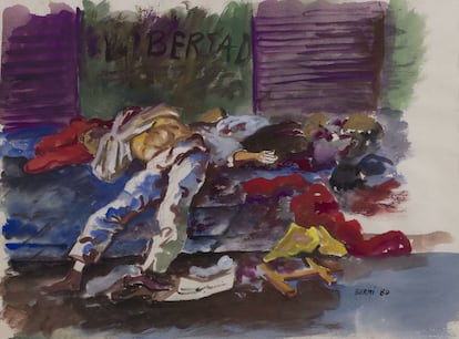 Obra de Berni en acuarela, acrílico y lápiz sobre papel. 1980.