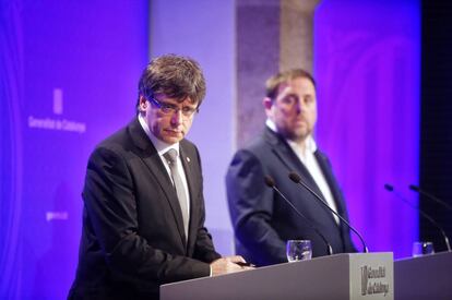 Puigdemont i Junqueras avui a la Generalitat.