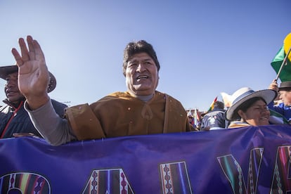 Evo Morales participa en una marcha en Patacamaya, el 20 de septiembre.