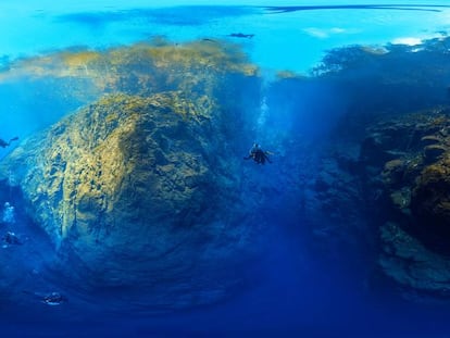 La fotografía panorámica subacuática más grande, tomada por Marcio Cabral en la Laguna Misteriosa de Mato Grosso do Sul (Brasil).