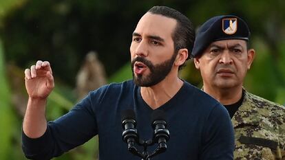 Nayib Bukele durante un acto militar, en San Juan Opico (El Salvador), el pasado 23 de noviembre.