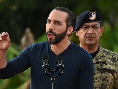 Nayib Bukele durante un acto militar, en San Juan Opico (El Salvador), el pasado 23 de noviembre.