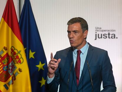El presidente del Gobierno, Pedro Sánchez, durante su conferencia este miércoles.