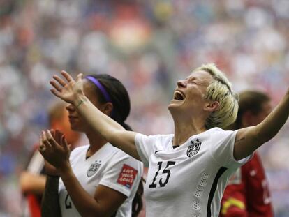 Megan Rapinoe, de EEUU, tras ganar el Mundial de 2015.