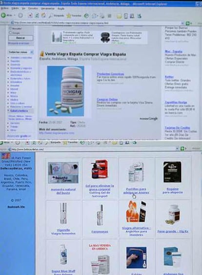 Dos páginas de Internet donde se pueden comprar todo tipo de productos cosméticos, dietéticos y para mejorar la salud.