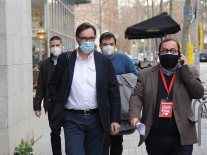 El ministro de Sanidad y cabeza de lista del PSC a las elecciones catalanas, Salvador Illa, llega al Comité Federal del PSOE.