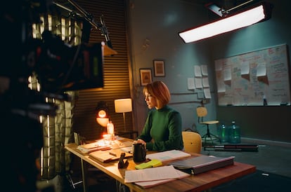 Screenwriter Christy Stratton in the documentary 'Quiet on Set.'