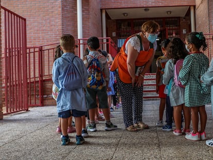 Primer día de clase en el colegio público Aquisgrán, en Toledo, el 9 de septiembre.