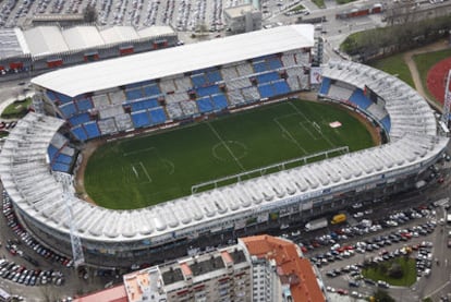 Vista aérea del estadio de Balaídos, de Vigo.