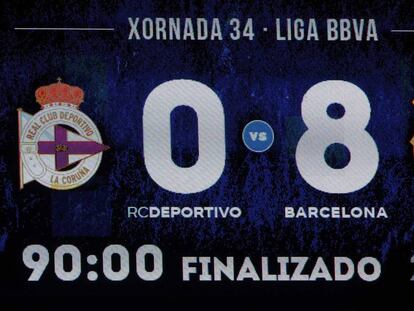 El marcador de Riazor al terminar el partido.