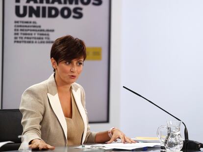 La ministra de Política Territorial y portavoz del Gobierno, Isabel Rodríguez, en la rueda de prensa tras el Consejo de Ministros, este martes.