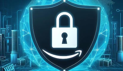 Logo de Amazon con escudo de seguridad