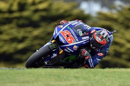 Maverick Vi&ntilde;ales, con su Yamaha en Phillip Island. 
  