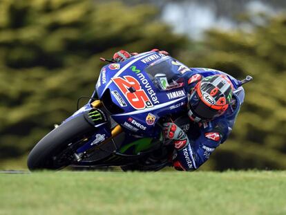 Maverick Vi&ntilde;ales, con su Yamaha en Phillip Island. 
  