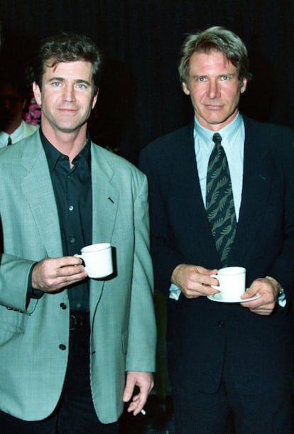 Mel Gibson y Harrison Ford en Las Vegas en 1993.