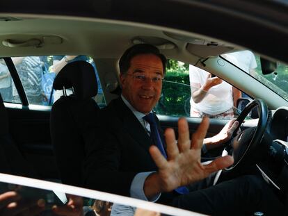 Dutch Prime Minister Mark Rutte leaves the Huis ten Bosch palace in The Hague after meeting with the King on Saturday.