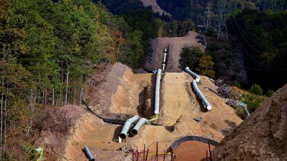 Proyecto de construcción del gasoducto Mountain Valley cerca de Elliston