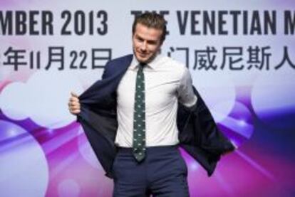 David Beckham, la pasada semana en Macao en la presentaci&oacute;n del acuerdo con Las Vegas Sands.