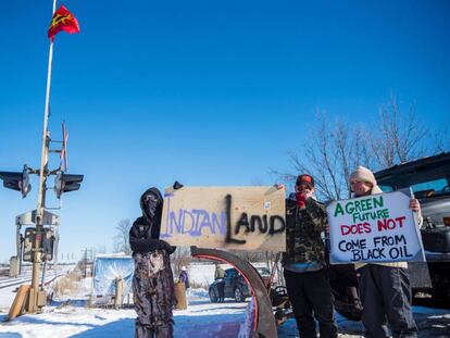 Una de las protestas en Ontario, Canadá, en contra de la empresa Coastal GasLink.