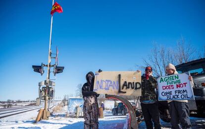 Una de las protestas en Ontario, Canadá, en contra de la empresa Coastal GasLink.