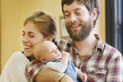 Catalina Echegaray con su marid y su hijo Otto.