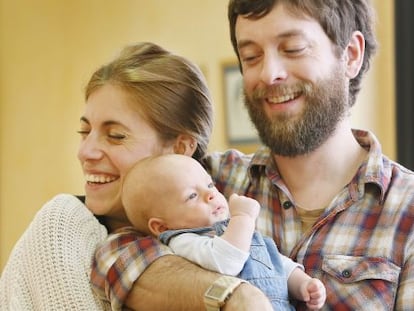 Catalina Echegaray con su marid y su hijo Otto.