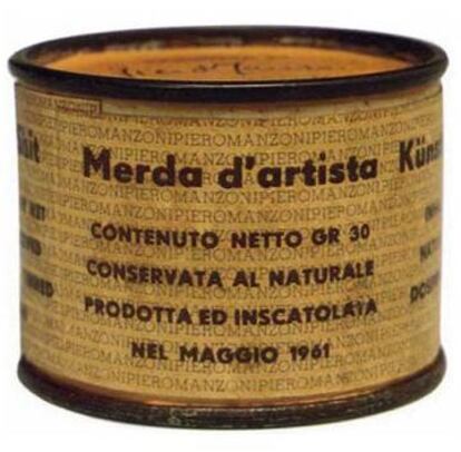 'Merda d'artista', de 1961, que consiste en 90 latas rellenas de heces del artista italiano Piero Manzoni.