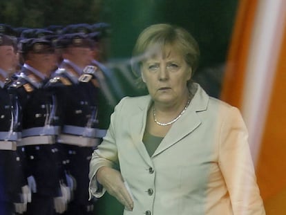 Merkel durante una recepción, ayer en Berlín.