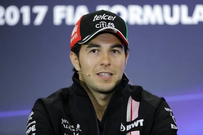 Pérez, piloto de Force India, durante una conferencia de prensa.