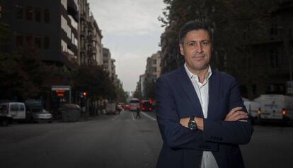 José Rosiñol, presidente de Societat Civil Catalana, este jueves en la calle de Balmes en Barcelona.