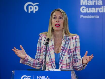 La candidata del PP a la Presidencia de la Junta, María Guardiola, en una rueda de prensa tras las elecciones del 28-M.