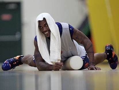 Stephon Marbury, en un entrenamiento con los Knicks de Nueva York.