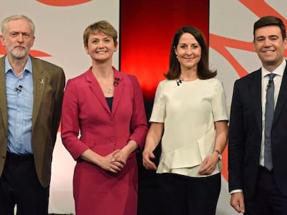 De izquierda a derecha, Jeremy Corbyn, Yvette Cooper, Liz Kendall y Andy Burnham.