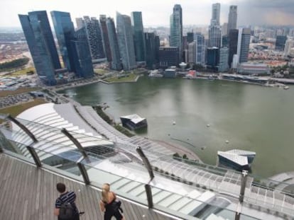 El distrito financiero de Singapur desde Skypark.