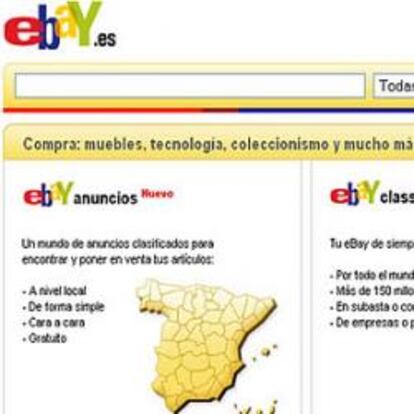 Imagen de la nueva página web de Ebay en España.