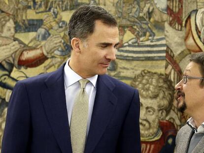 El Rey Felipe VI ha recibido est ejueves, en el Palacio de la Zarzuela, al portavoz de En Comú Podem, Xavier Domenèch.