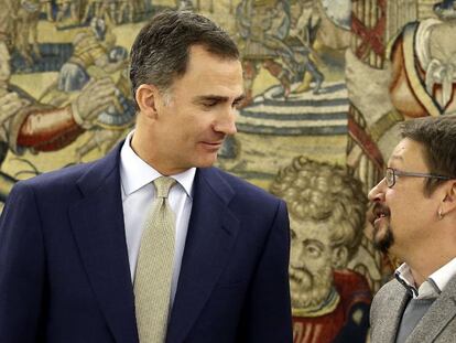 El Rey Felipe VI ha recibido est ejueves, en el Palacio de la Zarzuela, al portavoz de En Comú Podem, Xavier Domenèch.