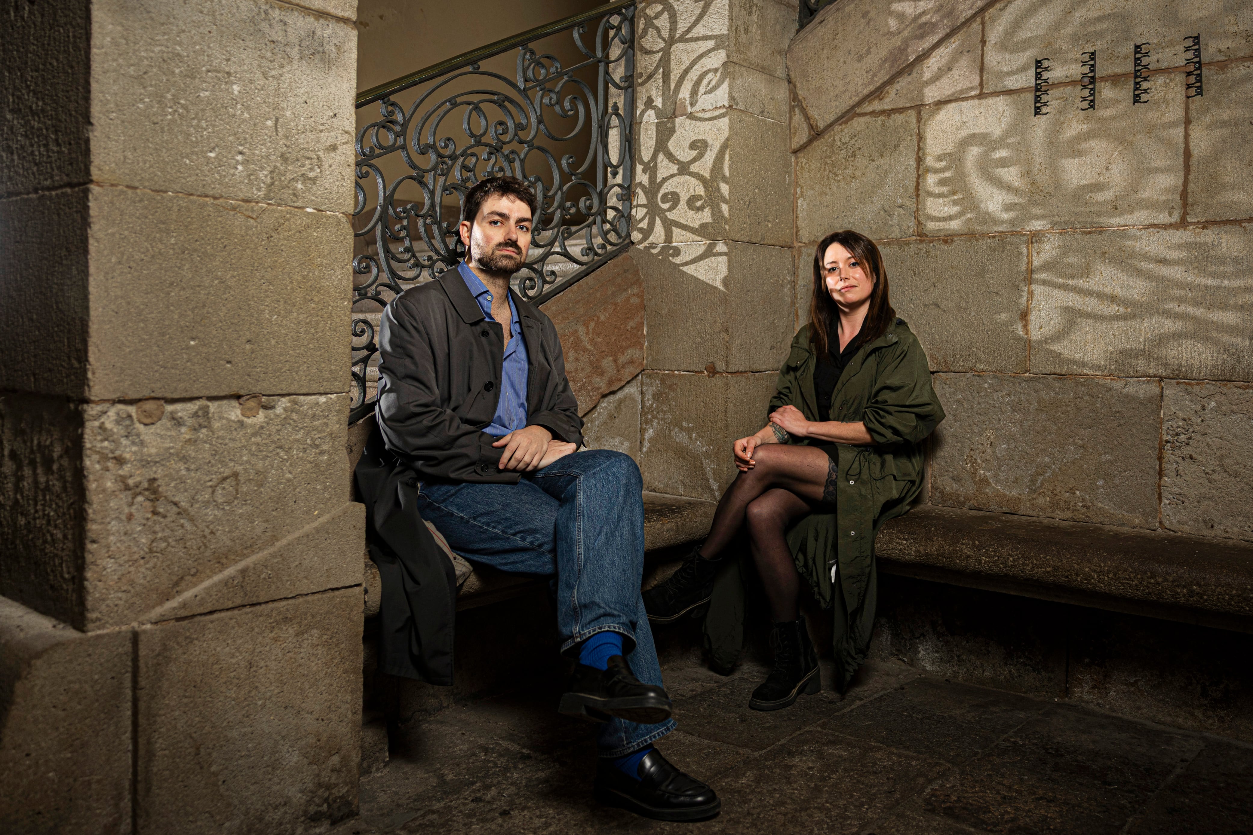 Eudald Espluga, filòsof, i Laure Vega, diputada, al Palau de la Virreina