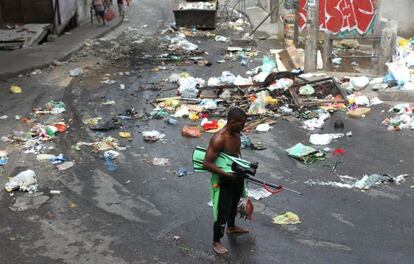 La favela de los disturbios en Ro, el mircoles pasado.