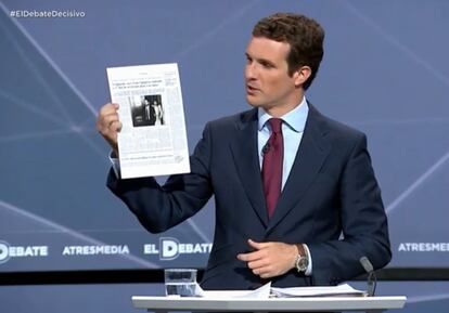 Pablo Casado ha aludido a la condena a Jesús Eguiguren, del Partido Socialista de Euskadi, por haber pegado a su esposa.